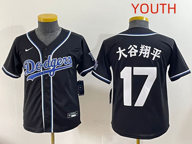 Youth 2025 Los Angeles Dodgers 17 Ohtani Black Three generations Fashion Nike MLB Jersey style 13